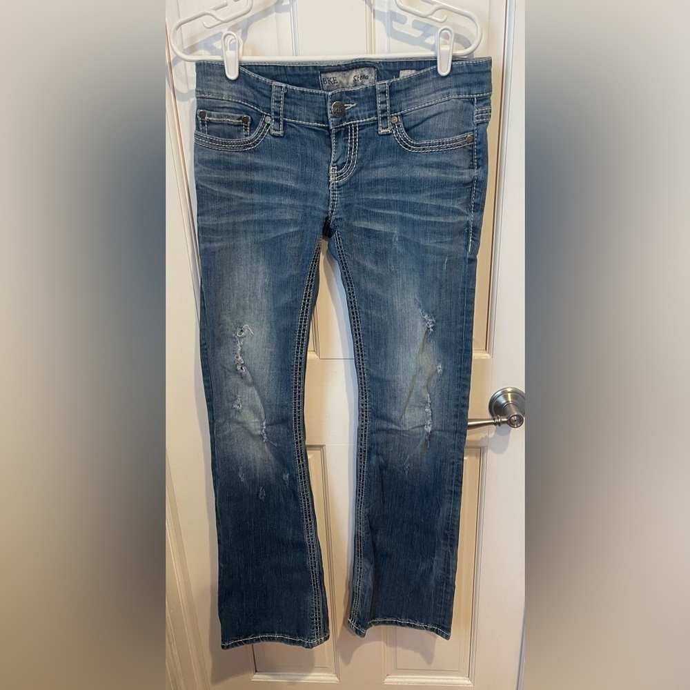 BKE Stella Blue Women’s Distressed Straight Leg Flare Jeans 29R